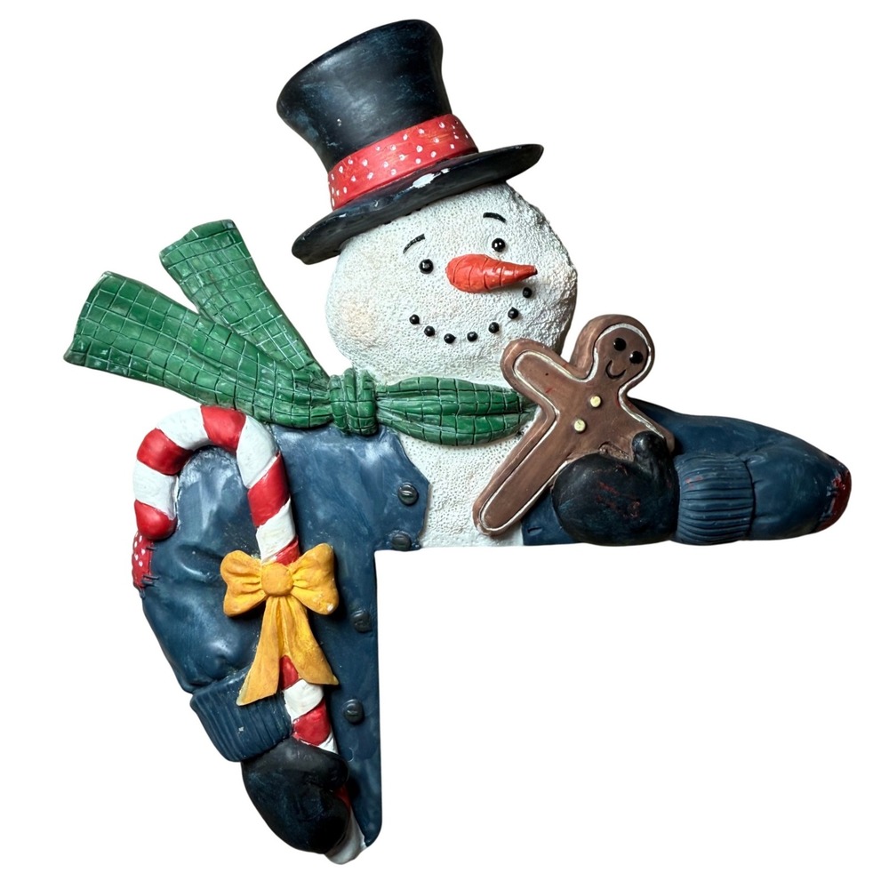 Vtg 1997 THT Snowman Corner Wall Decor Resin Gingerbread Candy‎ Cane Christmas